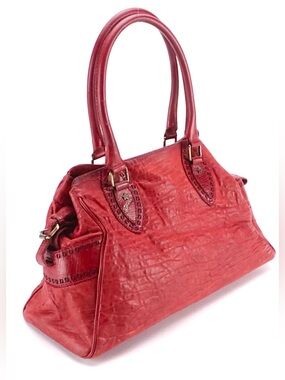 FENDI Etnico Du Jour Distressed Lambskin Satchel, Chili Red, excellent vintage